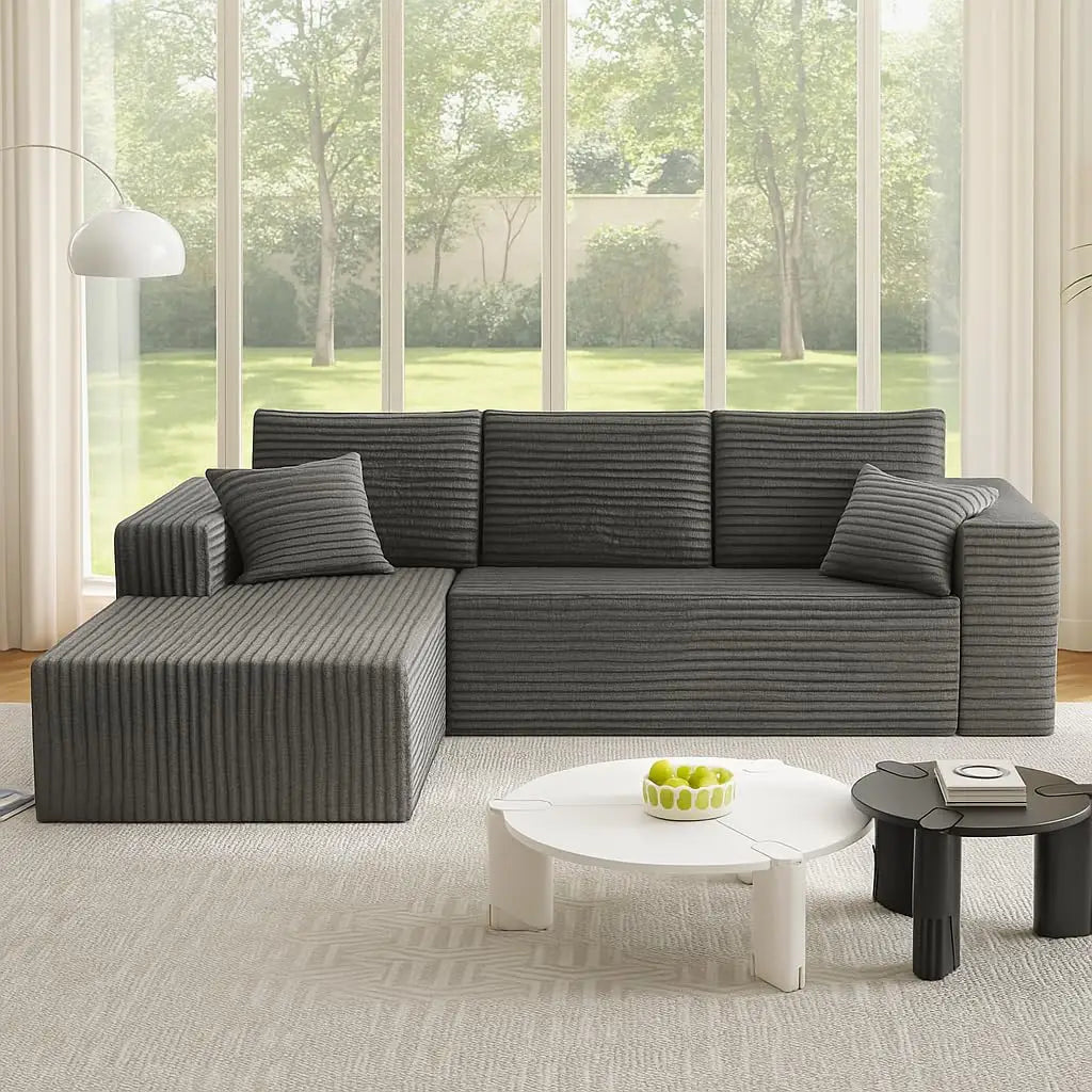 Boneless Couch For Living Room, Modular Sectional Sofa With L-Shape Chaise, Cloud Couch With Deep Seat, Modern Living Room Furni