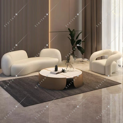 New Design Nordic Living Room Furniture Cloth Sofa Modern Fabric Office Hair Salon Frame Waiting Sectional Cashmere Sofa Set