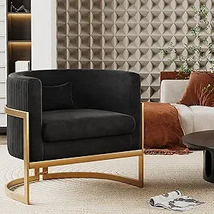 Upholstered Velvet Accent Chair Barrel Chairs Modern Living Room Armchair, Mid Century Lounge Chairs Sofa Tub Bucket Club Chair