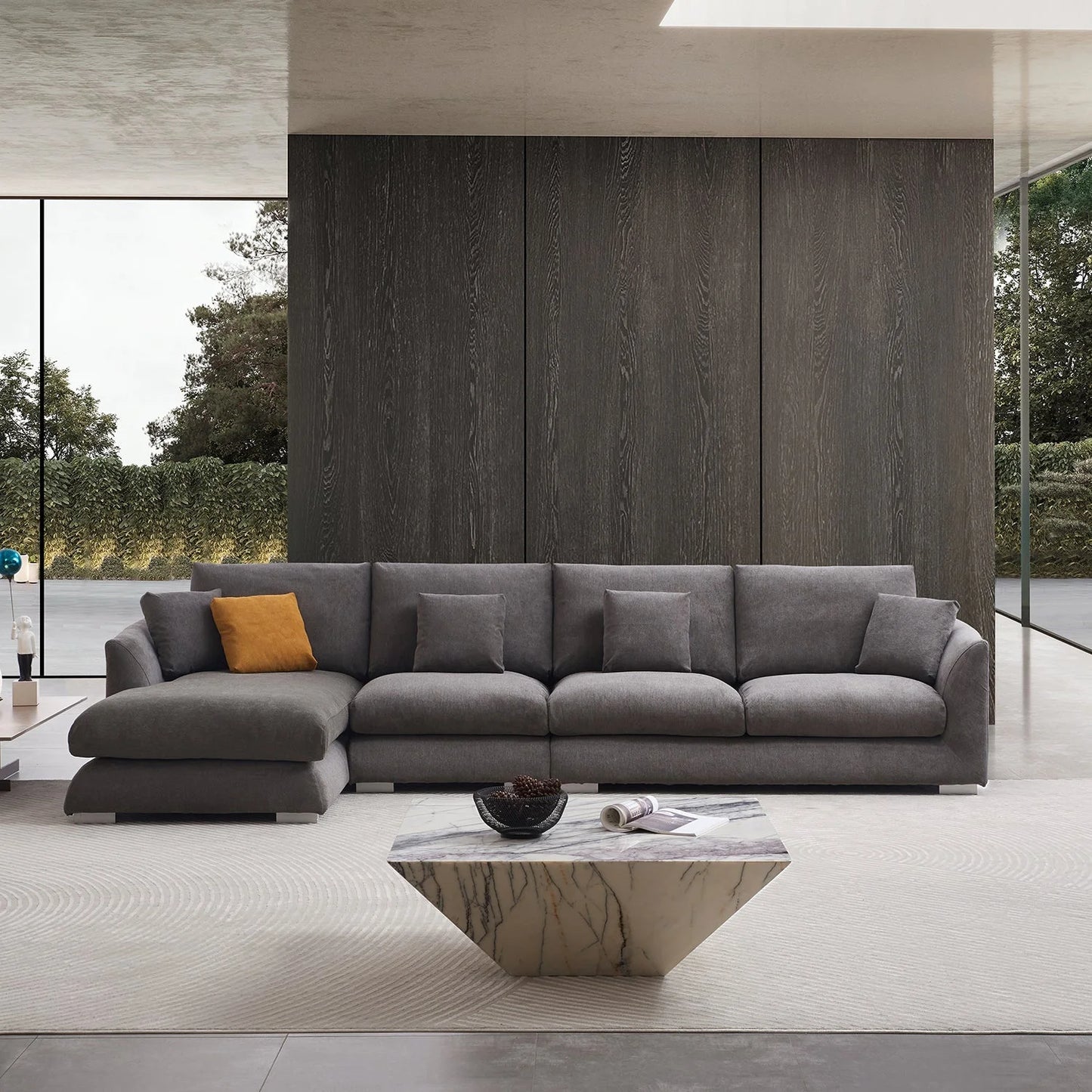 Home Furniture Modern Leisure Soft Feather Sofa L Shape Fabric Modular Living Room Sofa Set Furniture