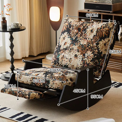 Solid Wood Rocking Chair Living Room Chaise Lounge Nordic Luxury Retro Balcony Single Lazy Sofa Chair Creative Home Decoration