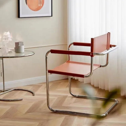 Stainless Steel Dining Chairs Modern Simple Restaurant Chair Living Room Portable Leather Armchair Home Decoration Furniture