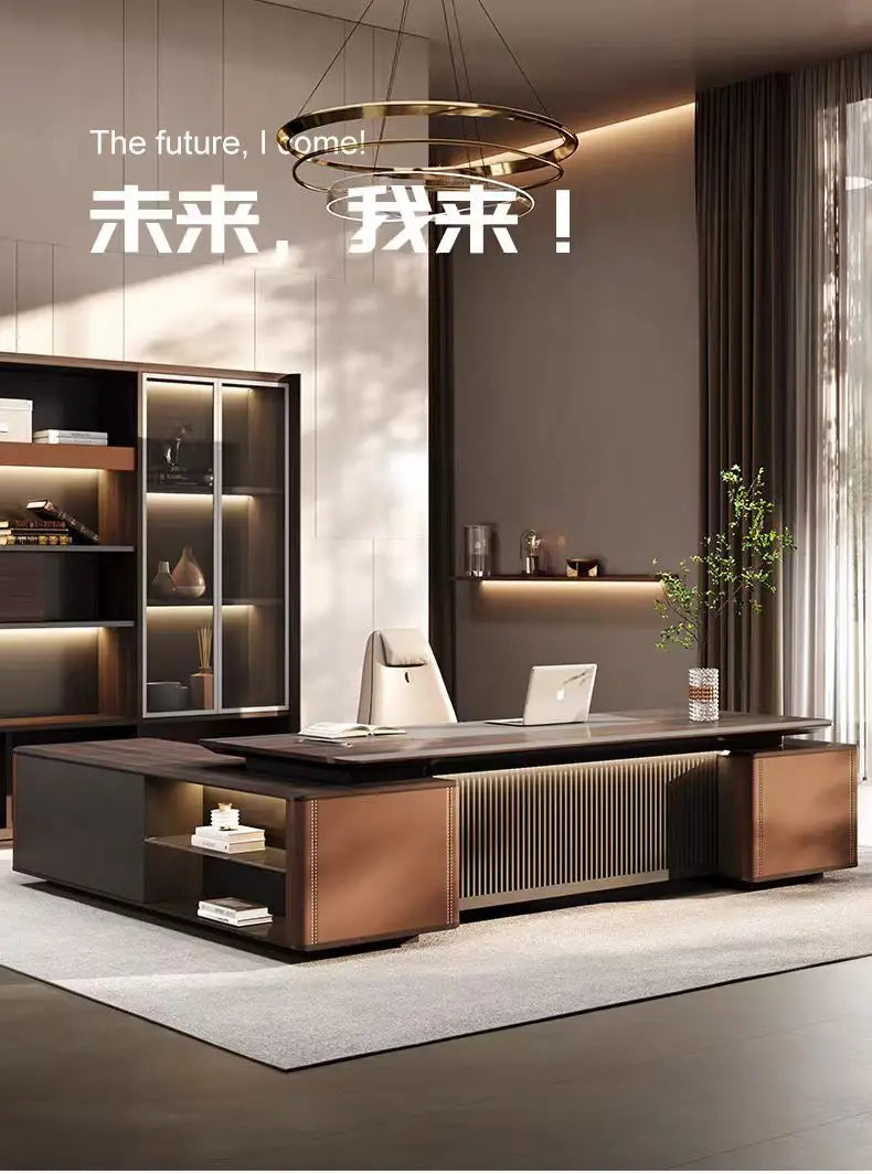 Boss Office President's Desk Light Luxury Advanced Sense Large Class Desk Furniture Chairperson's Office Desk And Chair Combinat
