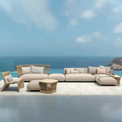 Outdoor Suit High Quality Royal Hotel Furniture Waterproof Patio Garden Couch Rope Sofa Outdoor Furniture Set