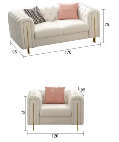 Customizable Modern Leather Combination Upholstered Couch White Sofa Living Room New Model Luxury Tufted Chesterfield-sofa Sets