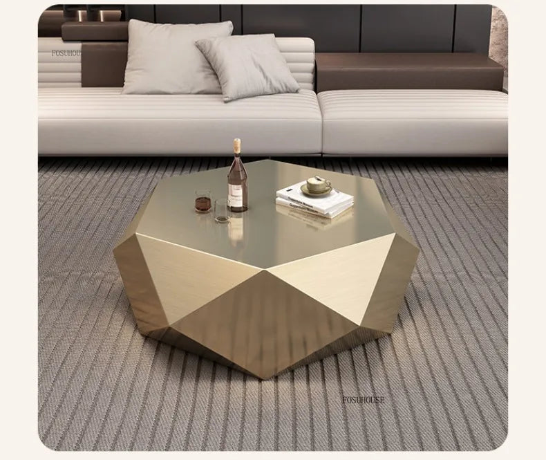 Minimalist Italian Coffee Tables for Living Room Irregularly Shaped Gold Metal Side Tables Luxury High-end Table for Office