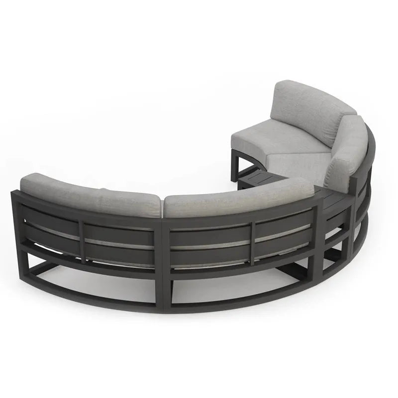 Nordic outdoor sofa coffee table combination simple courtyard waterproof sunscreen circular arc furniture