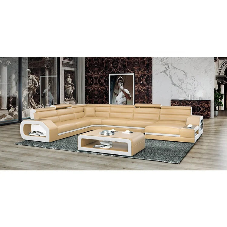 10set Living Room Dark Green Minimal Modern Leather Sofa Bed Luxury Sectional Leather Sofa in China