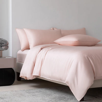 100% Mulberry Silk Bedding Set Solid Color Natural Silk Duvet Cover Set Twin King Queen Size Bed 3pcs/4pcs/5pcs Bed Sheet Set