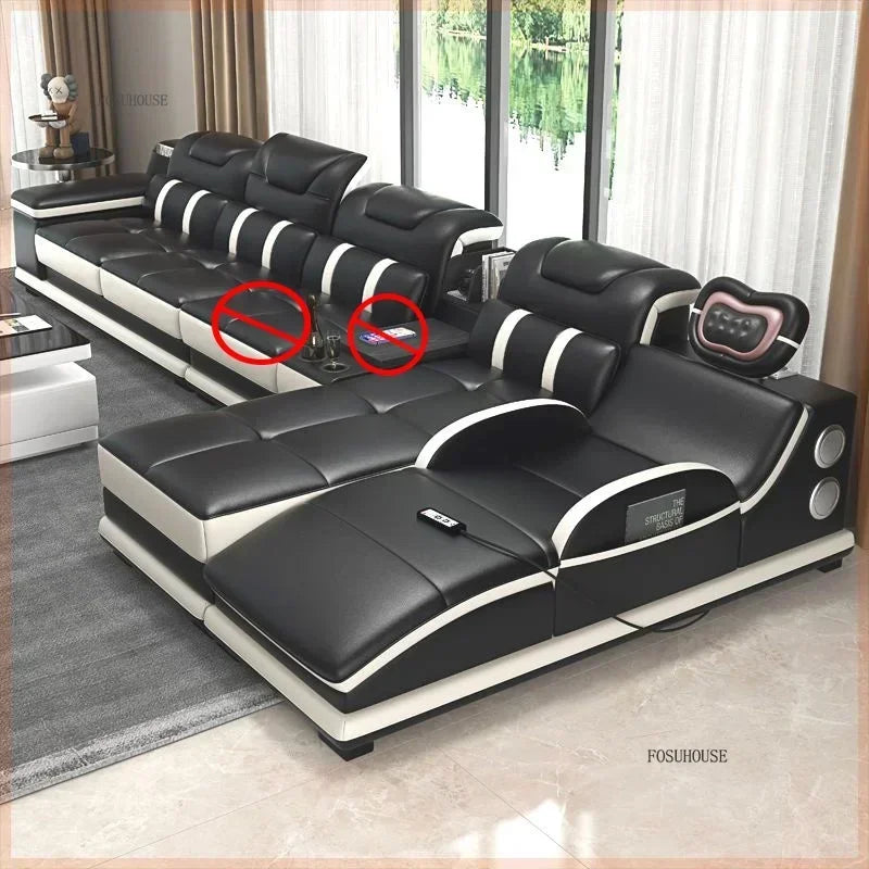 Modern Artificial Leather Living Room Sofa Combination Luxury Chaise Longue High-end Sofas Living Room Furniture