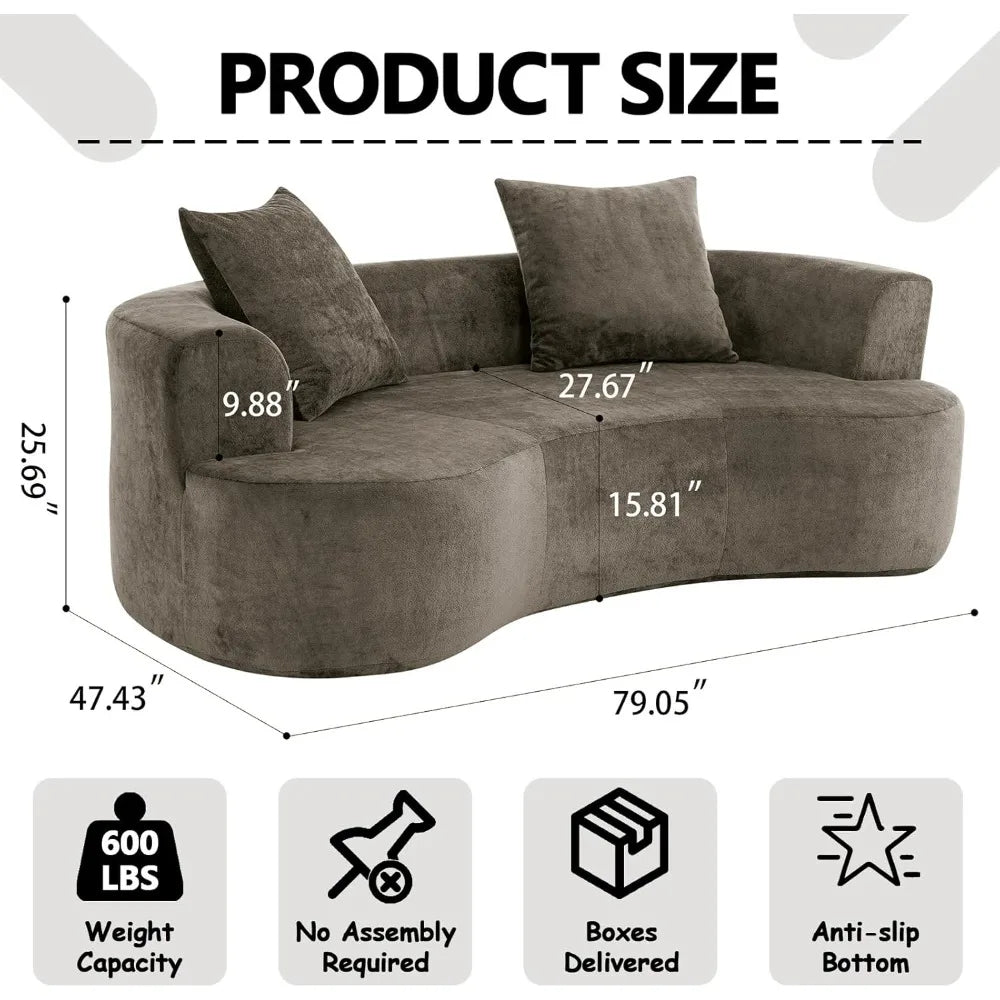 79" Boneless Loveseat Convertible Folding Sofa Bed, Twin Sleeper Sofa With Pillow, Modern Chenille Fabric Floor & Futon Loveseat