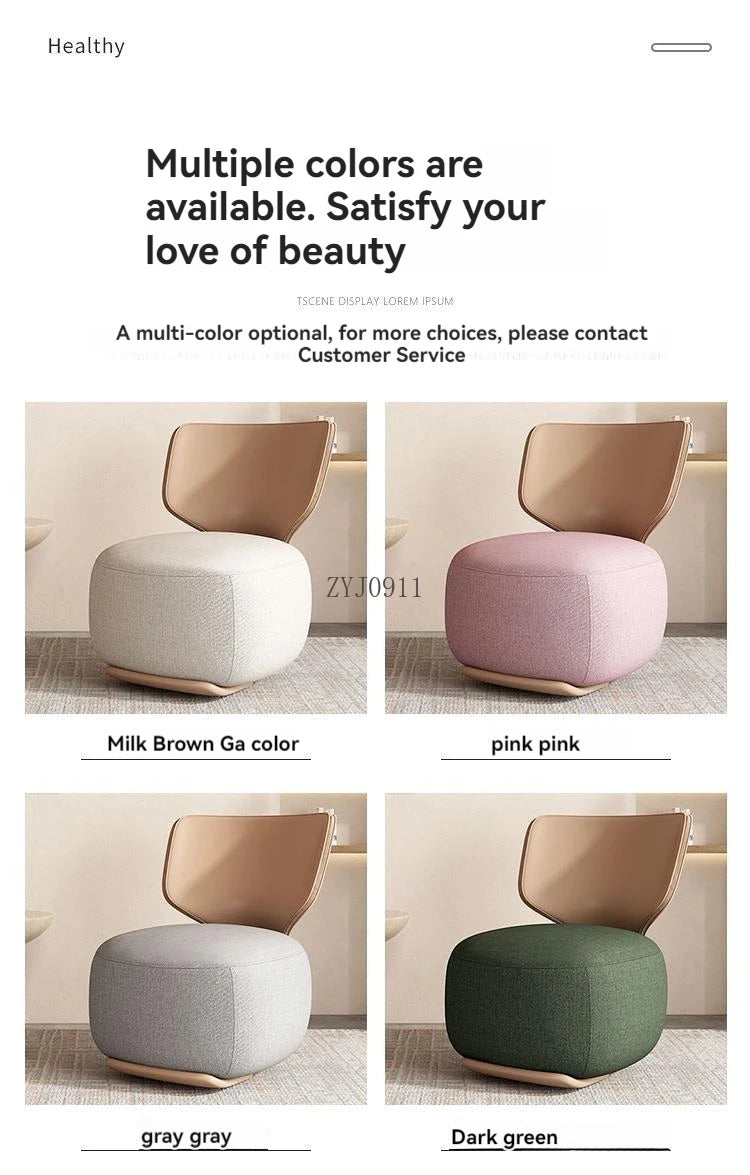 Creative small fabric cover high elasticity sponge filled casual fabric living room chair with wooden backrest