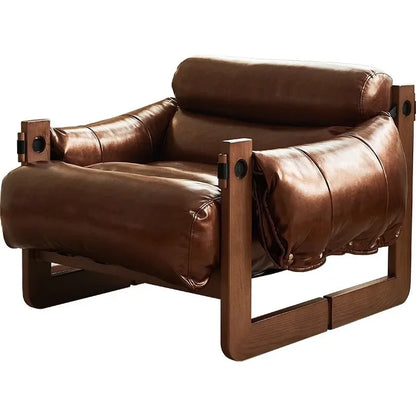 Leisure Chair in Ancient Oil Wax Leather Single Sofa Home Recliner Chairs for Bedroom
