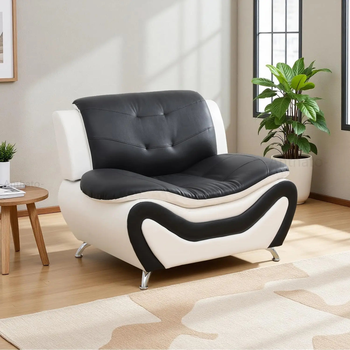 Leather Sectional Sofa Couches, Living Room Furniture Sets, 3 Pieces Modern Couch Set, Faux Leather Sofa Loveseat Chair Set with