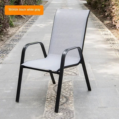 Outdoor Beach Chairs Outdoor Courtyard Balcony Waterproof and Sunscreen Iron Chair Home Leisure Back Armchairs Outdoor Furniture