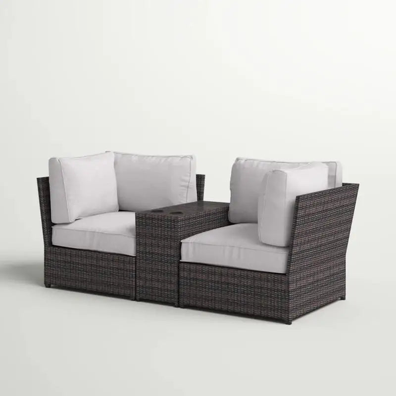 Outdoor Wicker Loveseat with Cushions – No Assembly Needed, Ready to Use for Comfort and Style