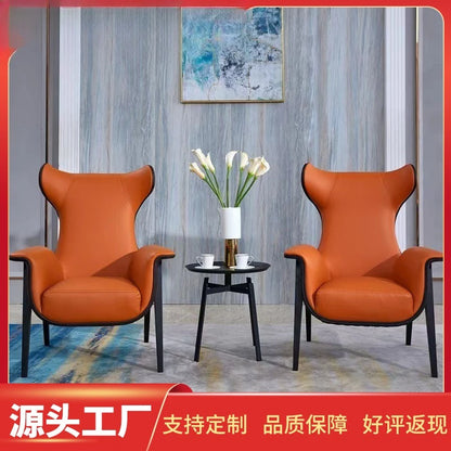 Nordic single sofa chair modern simple study balcony lazy Internet celebrity live leisure chair solid wood tiger chair
