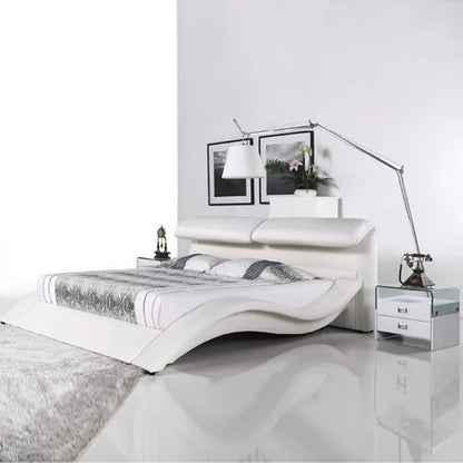 Bedroom furniture leather bed with blue led lights and music therapy bed A021