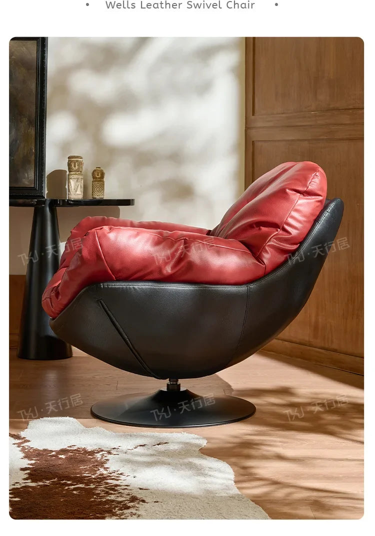 Italian single sofa chair living room designer casual lazy sofa vintage swivel chair