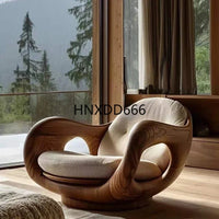 Sofa chair designer creative single log living room study Italian minimalist recliner