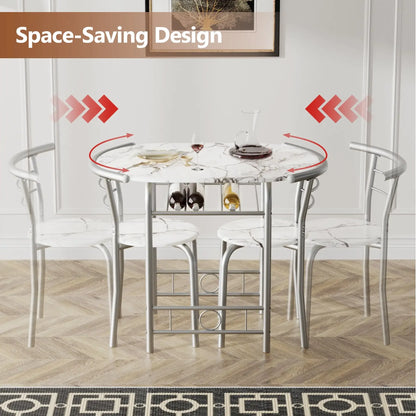 Vineego 3-Piece Small Kitchen Dining Set for 2 Black Wooden Table And Chairs Space Saving Breakfast Set