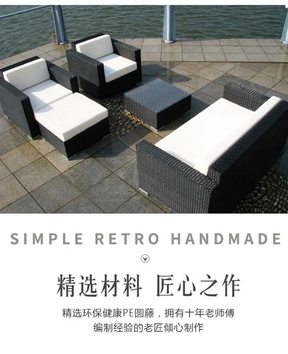Outdoor Coffee Table Garden Sofas Combination Leisure Nordic Lawn Garden Sofas Simple Pe Rattan Furniture Sofá Jardín MHHYSF