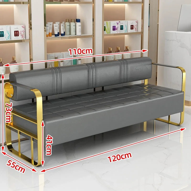 Famous Hair Salon Area Bench Hair Salon Waiting Light Luxury Stainless Steel Bar Sofa