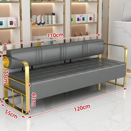 Famous Hair Salon Area Bench Hair Salon Waiting Light Luxury Stainless Steel Bar Sofa
