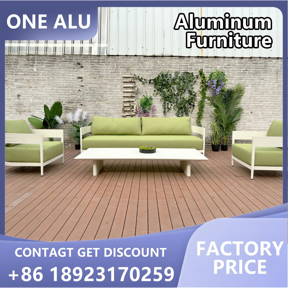 Luxury Garden Sofa Set Aluminum Outdoor Furniture Rattan Sofa Set Modern Cane Panel Back Patio Furniture