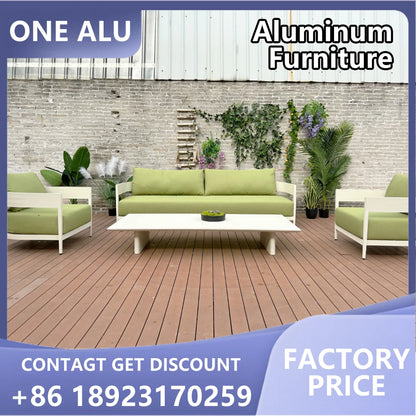Luxury Garden Sofa Set Aluminum Outdoor Furniture Rattan Sofa Set Modern Cane Panel Back Patio Furniture