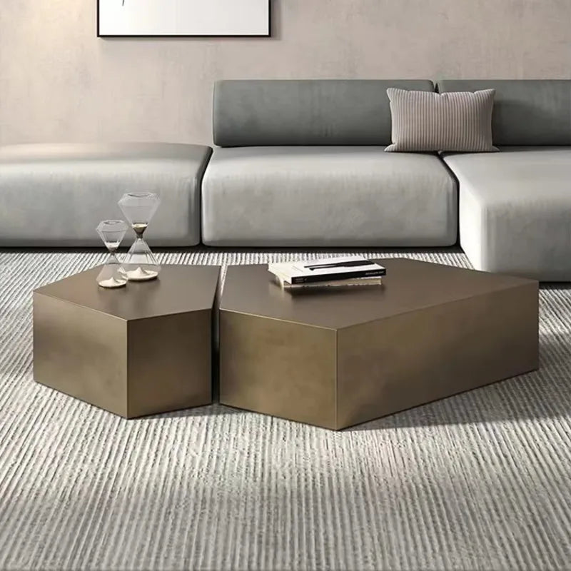 Light Luxury Bronze Brushed Coffee Table Creative Stainless Steel Living Room Shaped Coffee Table