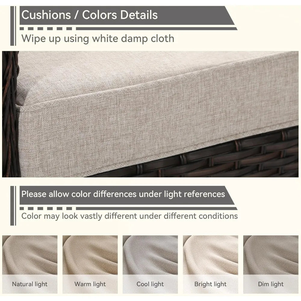 Outdoor Wicker Loveseat with Cushioned Seats, Weather-Resistant, High Back and Wide Armrests for Patio and Balcony