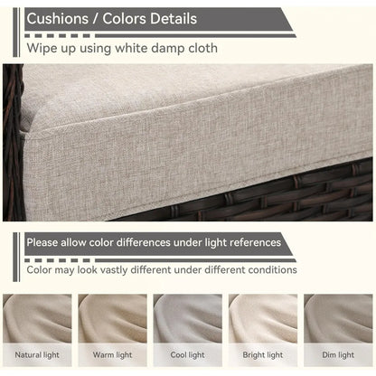 Outdoor Wicker Loveseat with Cushioned Seats, Weather-Resistant, High Back and Wide Armrests for Patio and Balcony