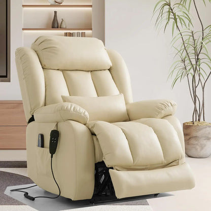 Power Lift Recliner Chair for Elderly with Heat And Massage Dual Motor Breathable Leather Recliner Chair for Sleeping