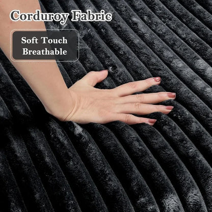 Oversized 59 Inch Indoor Chaise Lounge Chair, Round Corduroy Sofa Bed with Backrest and Throw Pillows