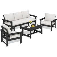 HDPE Patio Conversation Set, 6-Piece Sectional Outdoor Furniture Set, All Weather Outdoor Couch Set Patio Furniture Set for Dec