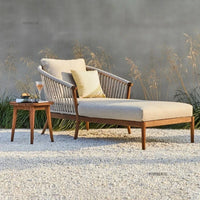 Leisure Solid Wood Outdoor Sofas Home Living Room Outdoor Balcony Rattan Sofa Chair and Coffee Table Nordic Garden Furniture Set