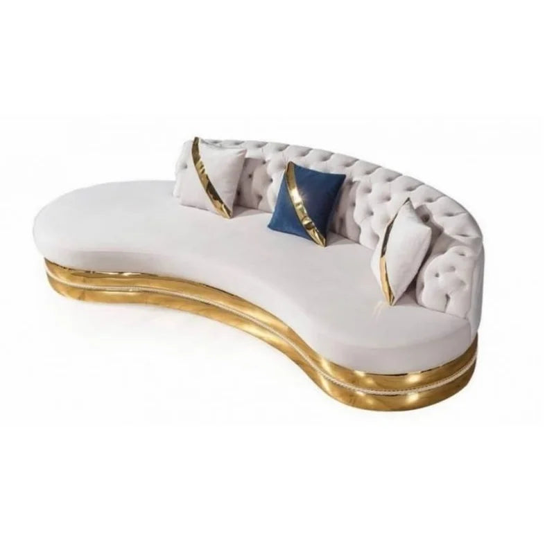 High Quality Luxury Living Room Gold Stainless Steel Sofa With Velvet Upholstered 2-3 Seat Couch for Home Living Room Hotel Use