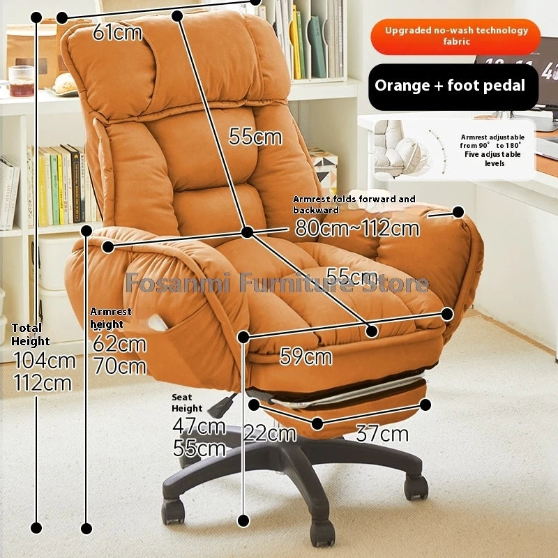 Comfort Soft Desk Chair with Adjustable Armrests Home Office Ergonomic Wide Seat Computer Chairs High-Back Gaming Recliner Chair