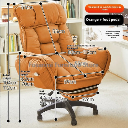 Comfort Soft Desk Chair with Adjustable Armrests Home Office Ergonomic Wide Seat Computer Chairs High-Back Gaming Recliner Chair
