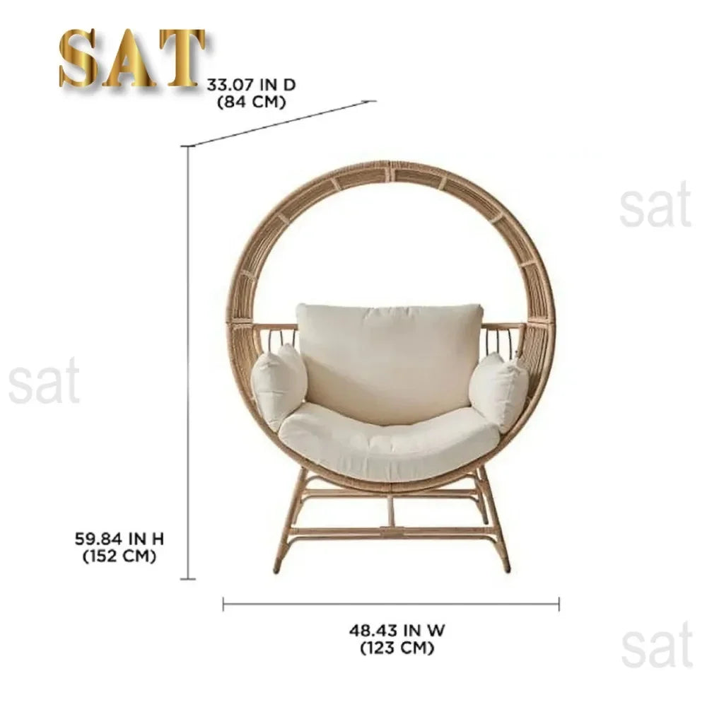 #x New  Bellamy Round Wicker Outdoor Egg Chair, Beige