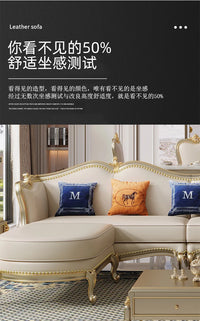 ZZ ZF Light Luxury Leather Solid Wood Sofa Combination Simple Luxury Complete Villa