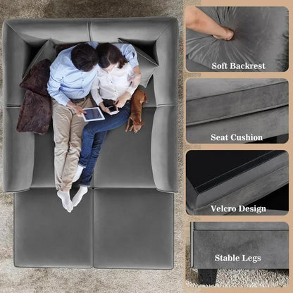 u-shaped velvet sectional sofa with reversible chaise for 6 people, 116" large living room furniture