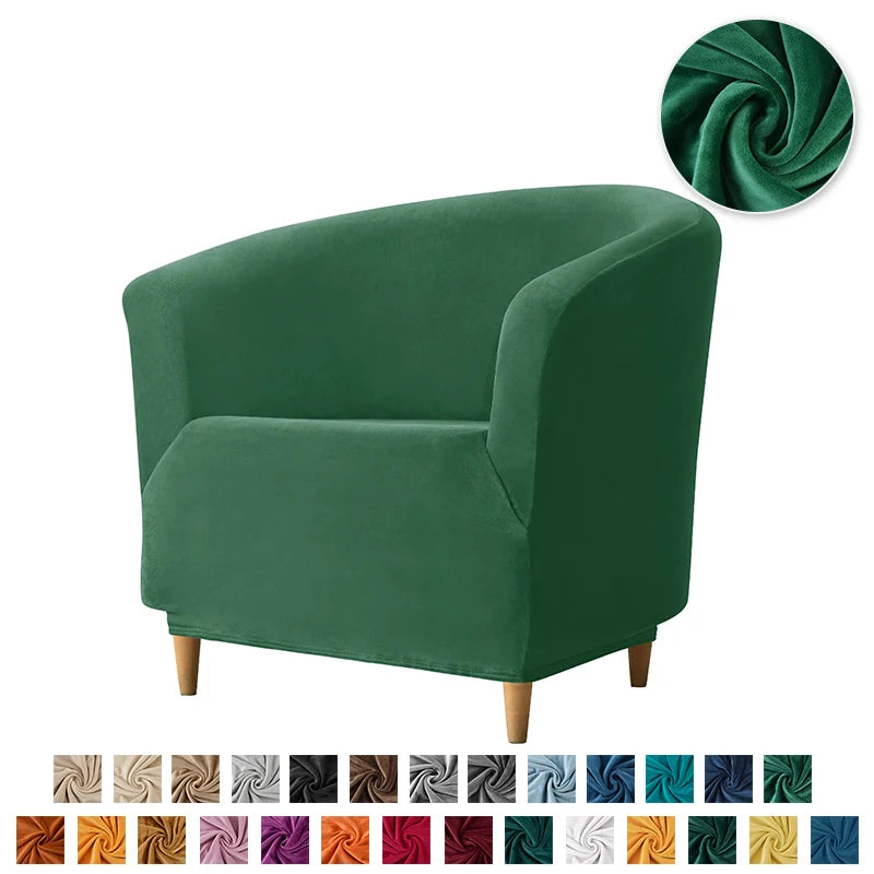 Velvet Tub Cover Chair Jacquard Single Seat Sofa Slipcover 1 Seate Living Room  Furniture Couch Washable Club Armchair Cover