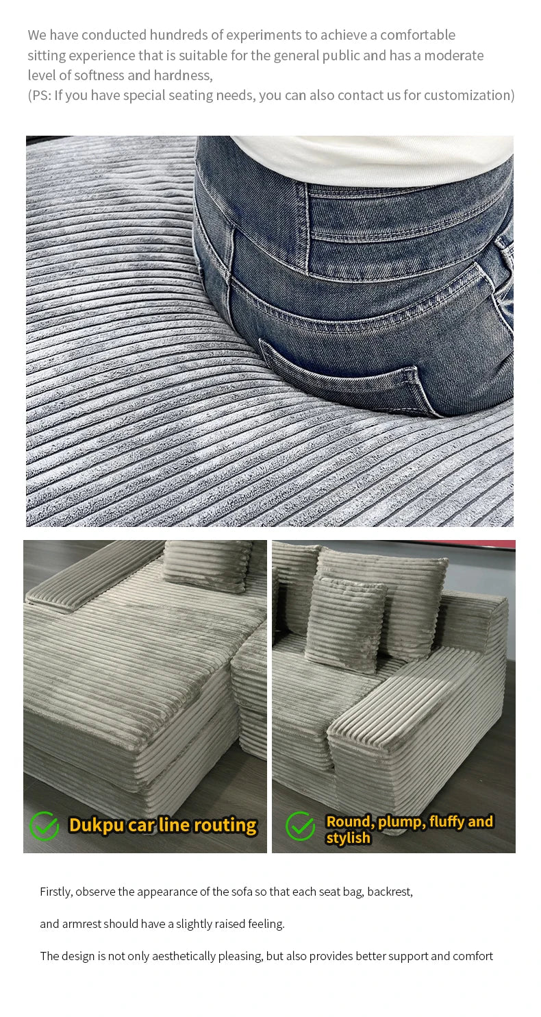 Modern Luxury Velvet L-shaped Compression Sofa Bed Set, Adjustable Function Durable Design, for Living Room Boneless Sofa