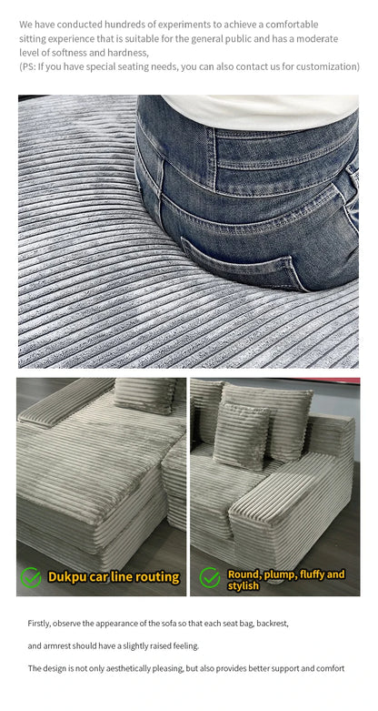 Modern Luxury Velvet L-shaped Compression Sofa Bed Set, Adjustable Function Durable Design, for Living Room Boneless Sofa