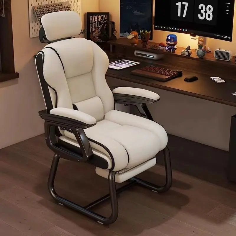 Ergonomic Office Chair with Adjustable Headrest, Latex Seat, Reclining Function & Linked Armrests, Bow Tie Base
