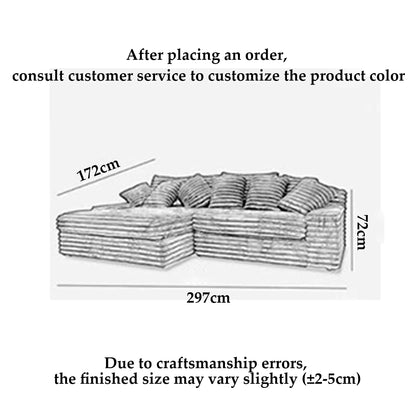 Thick Corduroy Cloud Living Room Sofa Customizable Sofa Extra Wide Suitable for Family Use Vacuum Compression Sofa Furniture