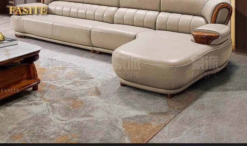 New Chinese ebony leather modern high-end living room home sofa furniture