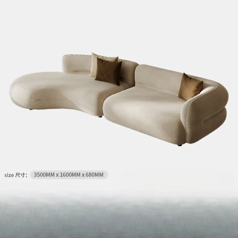 Sofa light luxury matte cloth curved sofa, large and small apartment simple fabric sofa